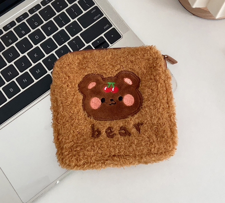 Teddy Velvet Coin Purse - White Bunny