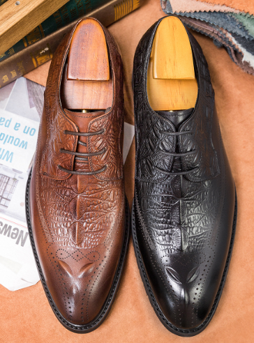 Carved Business Casual Men's Cowhide Leather Shoes