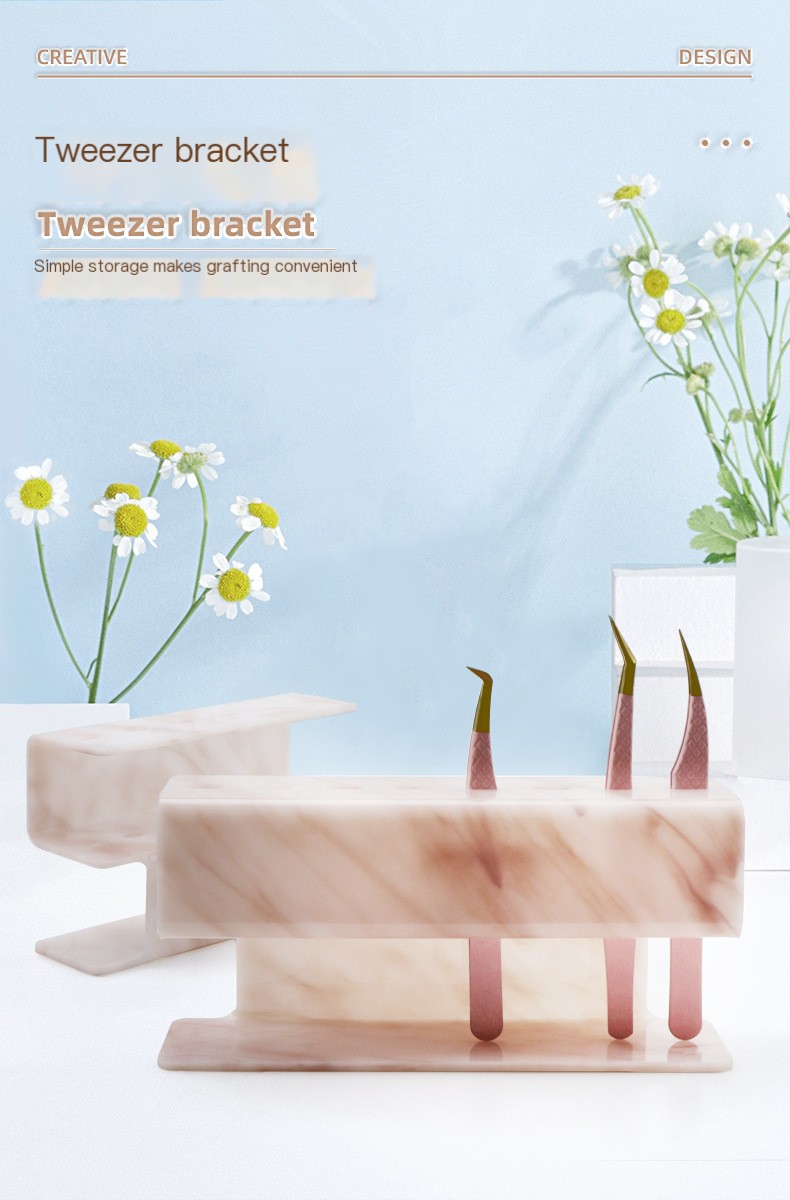 Pink Marble Eyelash Tweezer Holder 1