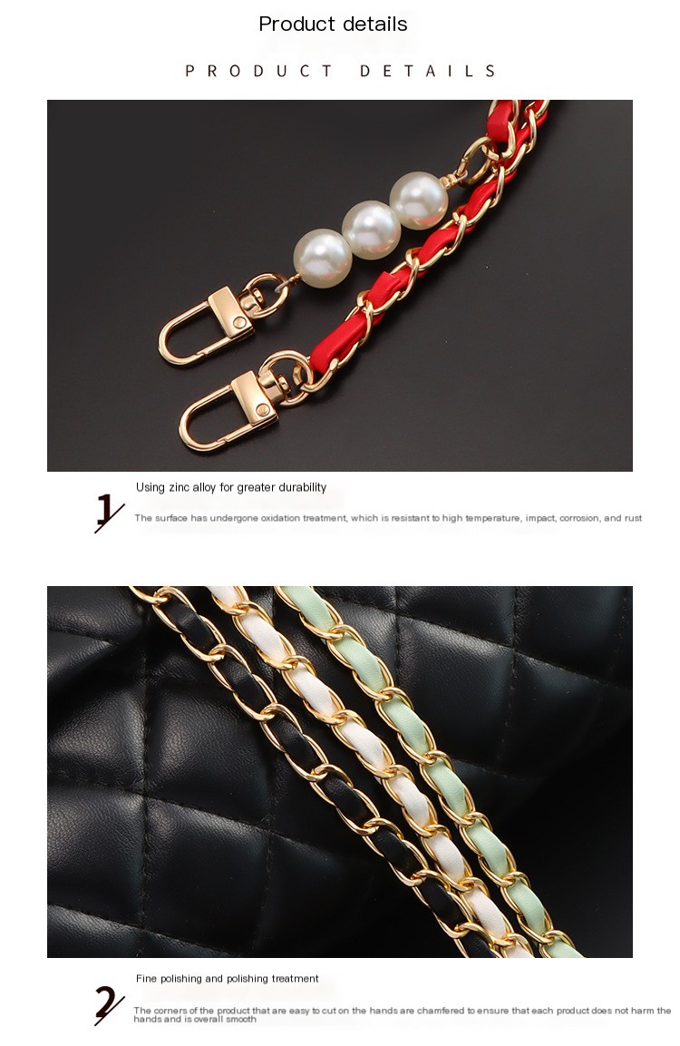 Finished Aluminum Chain Leather Pearl Bag with Mobile Phone Chain Bag Shoulder Strap Crossbody Pearl Chain Replacement Bag Chain