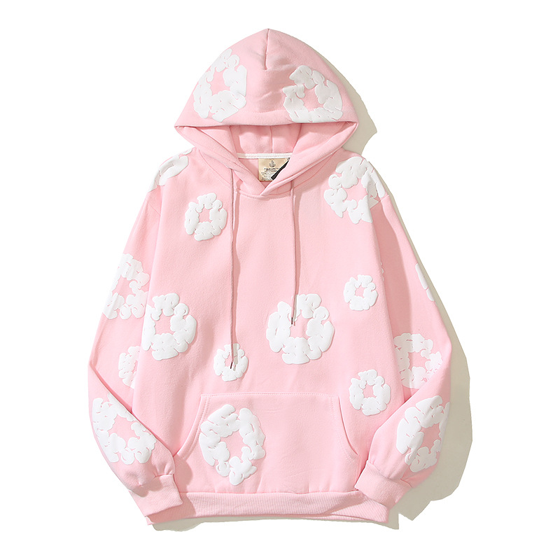 Small Crowd Love Flocking Embroidery Hooded Sweater