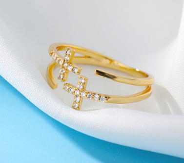 Adjustable Double Cross Ring