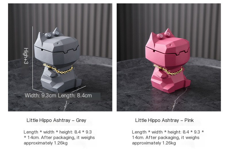 Cement Dizzy Small Hippo Ashtray - Image 4