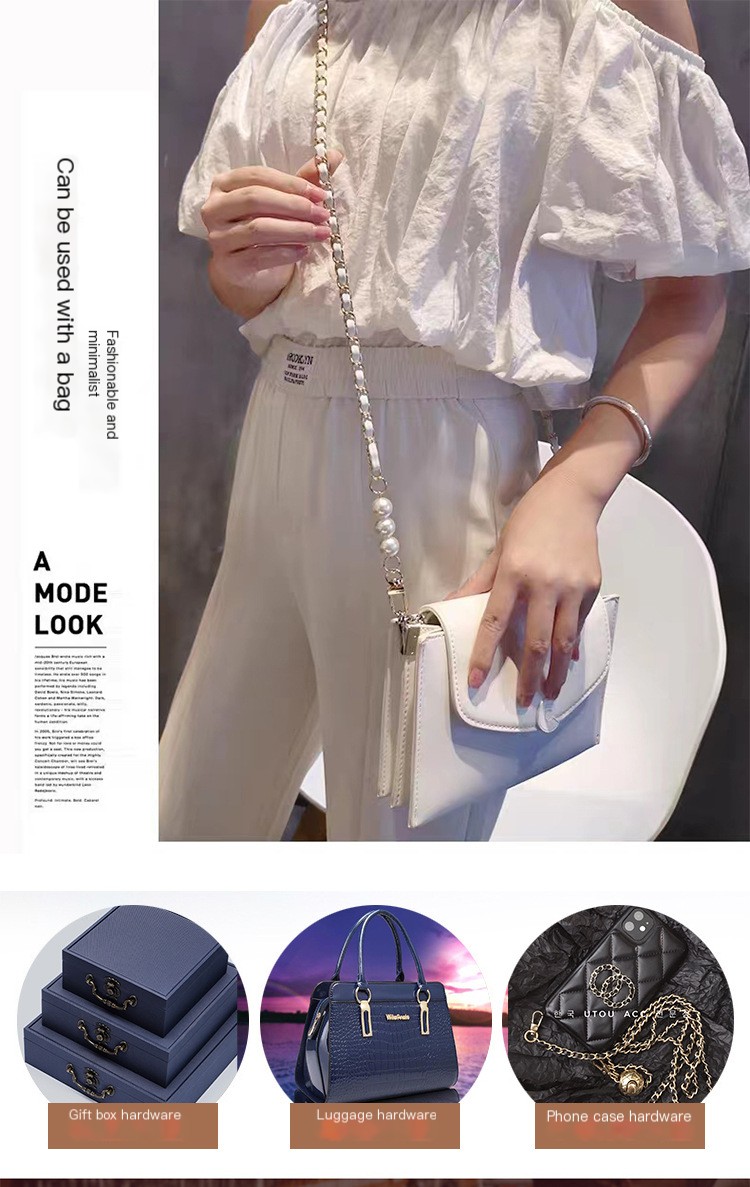 Finished Aluminum Chain Leather Pearl Bag with Mobile Phone Chain Bag Shoulder Strap Crossbody Pearl Chain Replacement Bag Chain