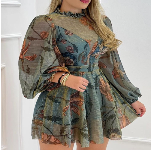 Floral Dress with Ruffle Details