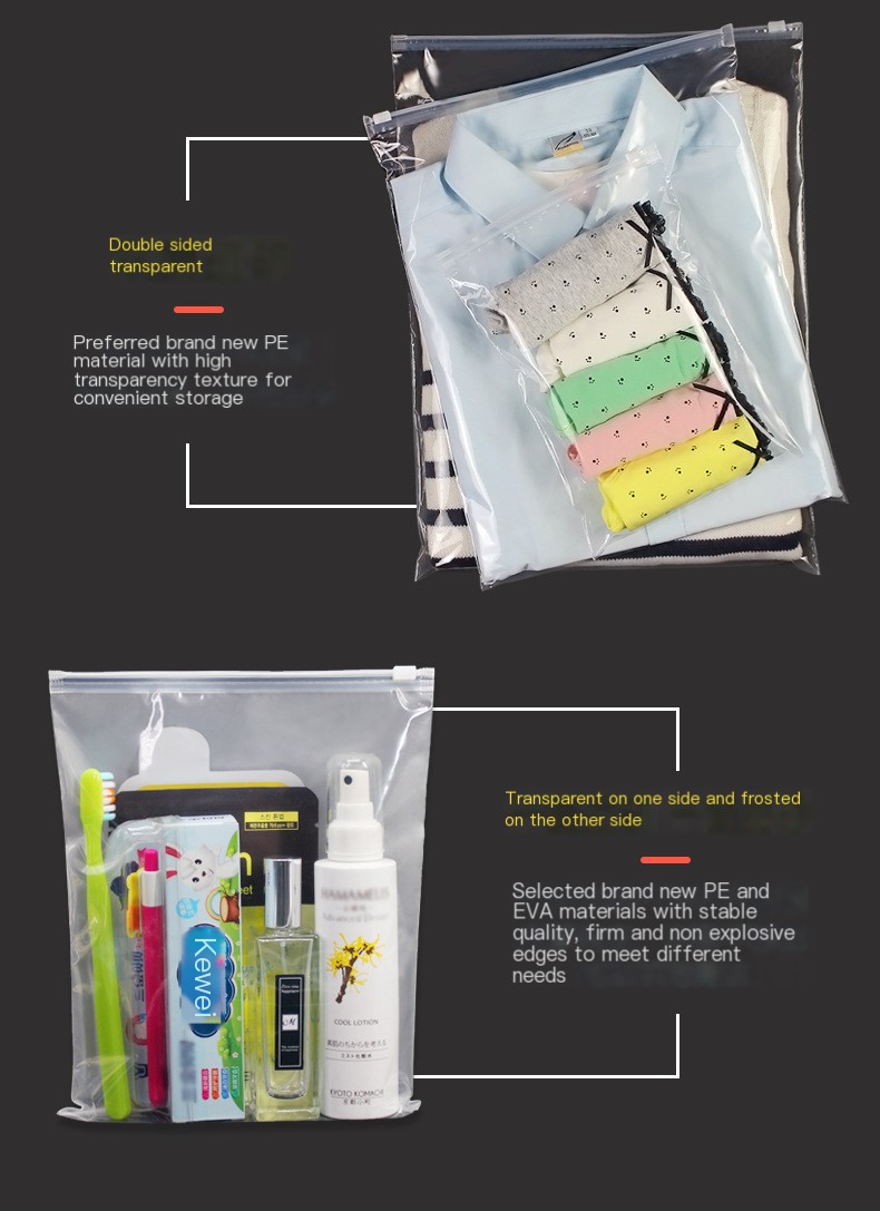 Thickened transparent frosted zipper bag wholesale custom pe ziplock bag plastic underwear socks storage clothing packaging bag