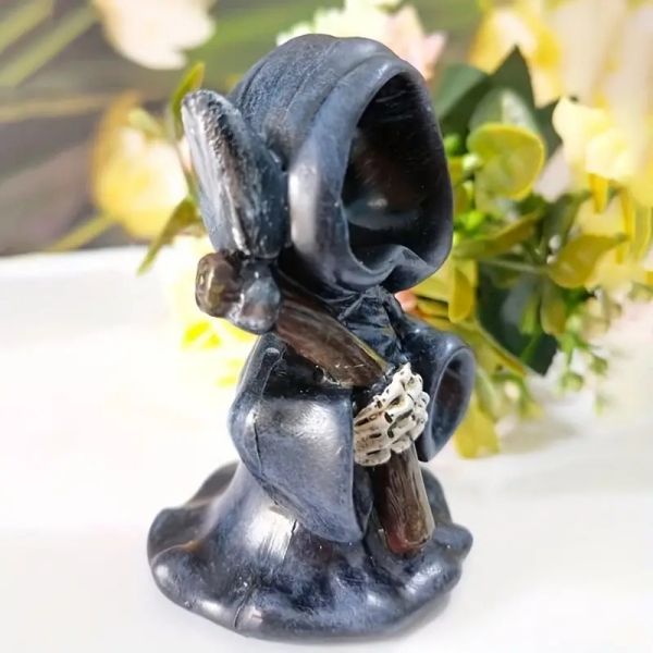 Day of the Dead Black Standing Scythe Death God Resin Home Decoration Ornament