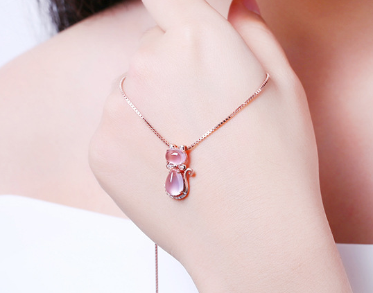 Korean Style Necklace with Cat Pendant
