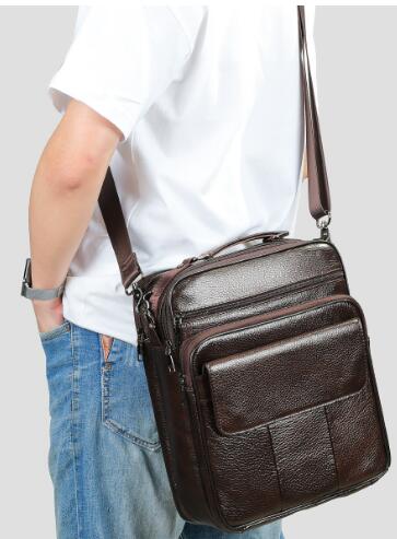 Men's Leather Handbag - Front View