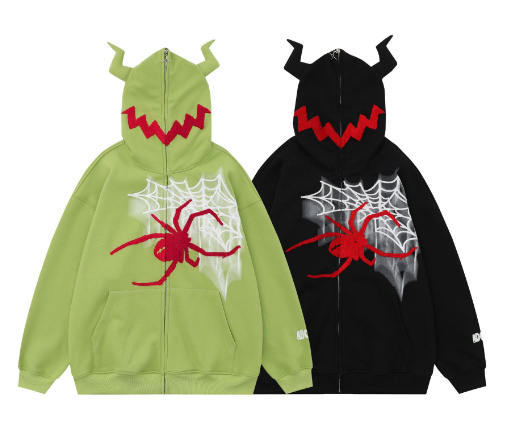 Spider Printed Hoodie Detail