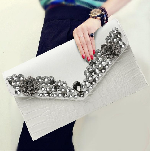 Rhinestone Crossbody Clutch - Black