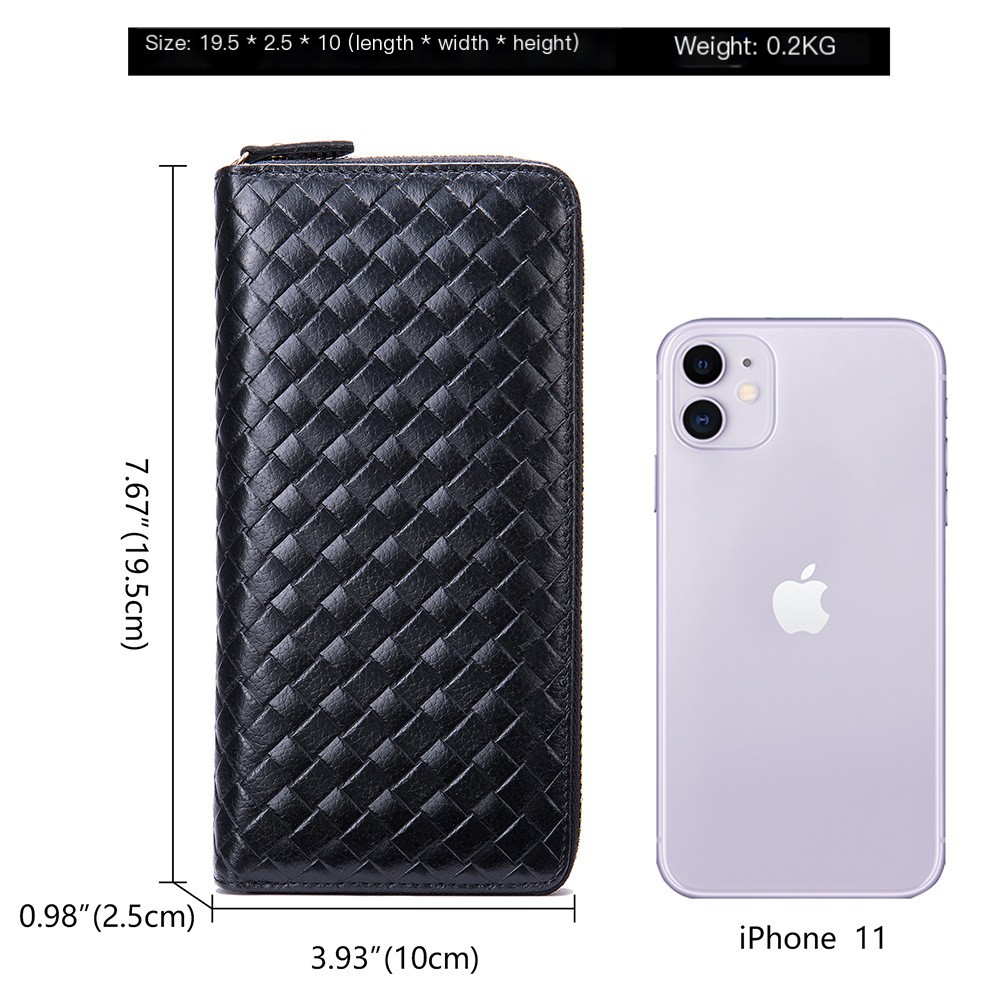 Woven Leather Wallet - Brown