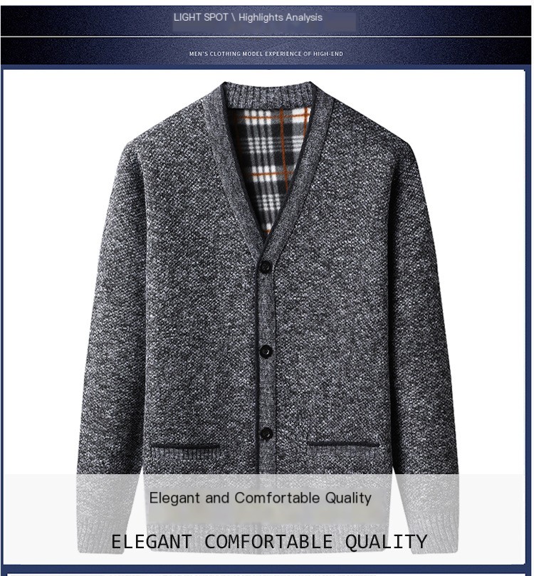 Men's Plush Knit Button Cardigan Sweater