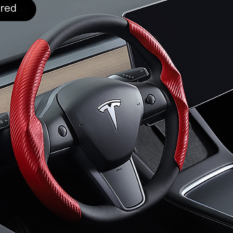Tesla Steering Wheel Cover - White Carbon Fiber