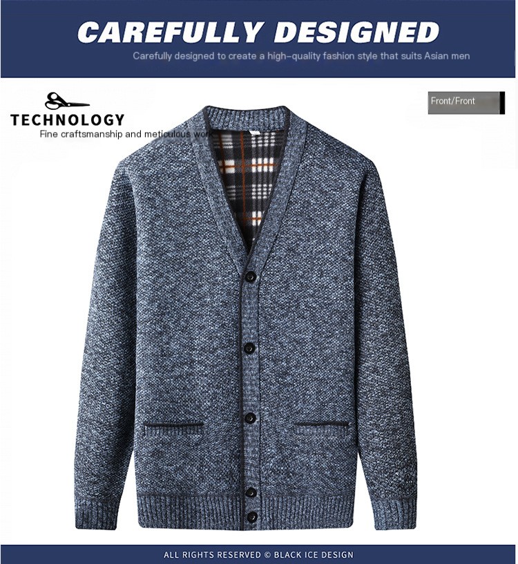 Men's Plush Knit Button Cardigan Sweater