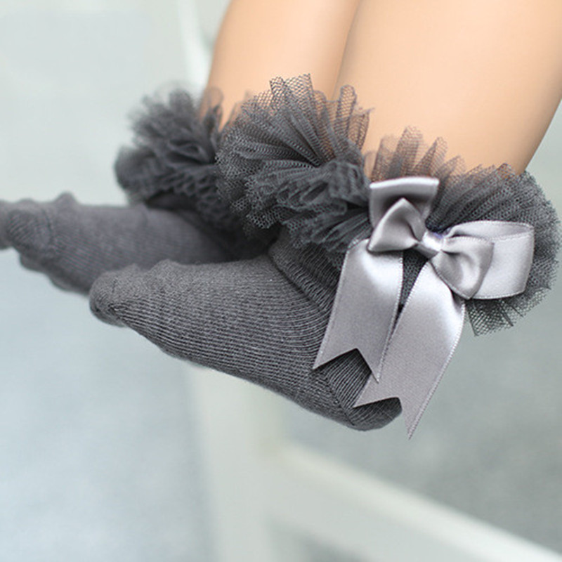 Net yarn lace short children socks image