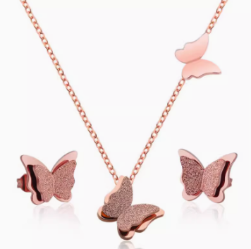 Butterfly Jewelry Set in Silver