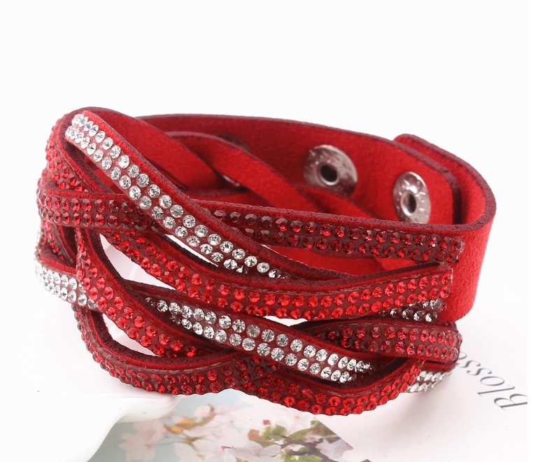 Diamond-studded leather bracelet image 3