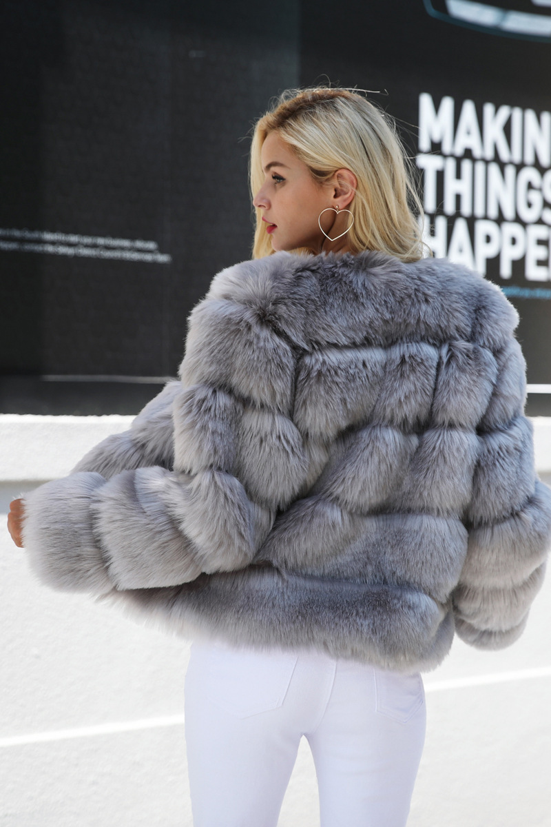 Faux Fur Coat Gray