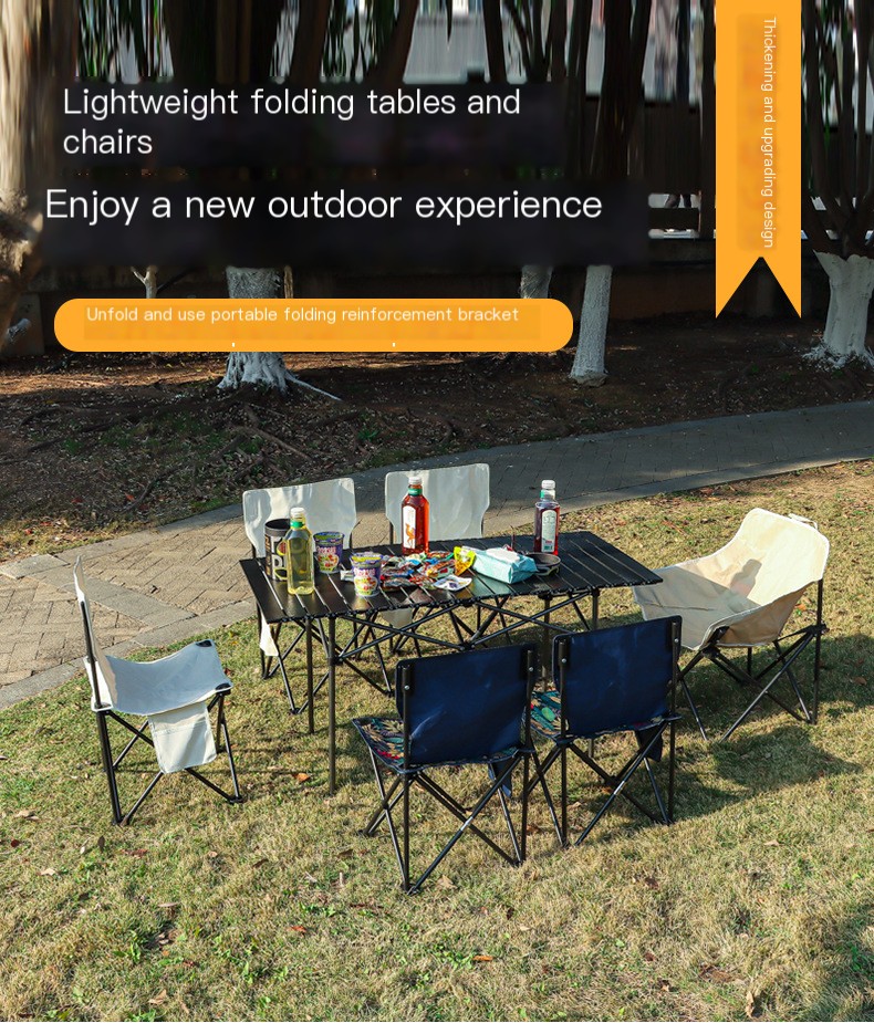Foldable camping chair and table set