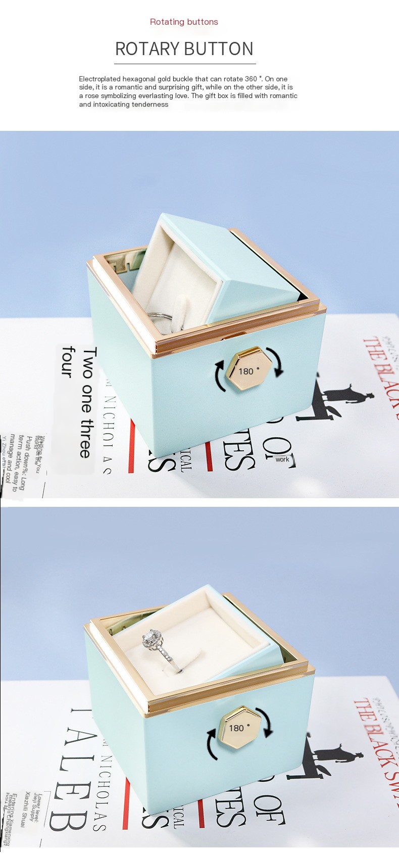 Creative Rotating Valentine's Day Eternal Flower Gift Box Rose Jewelry Box Ring Box Necklace Box Jewelry Packaging Box