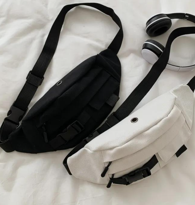 White Canvas Chest Bag