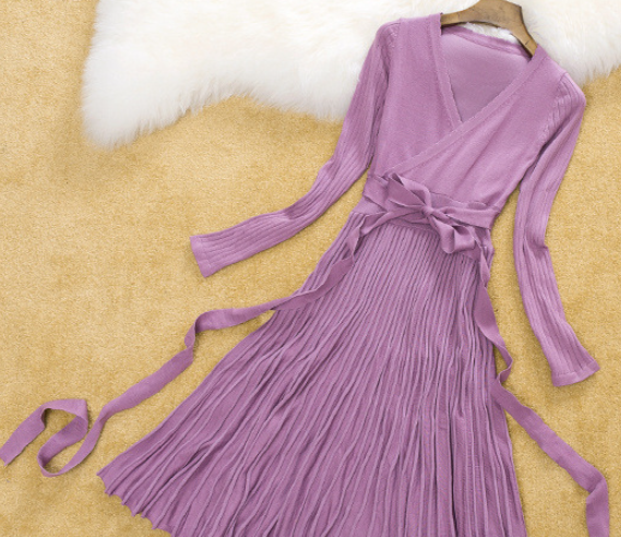 Knitted Midi Dress Purple