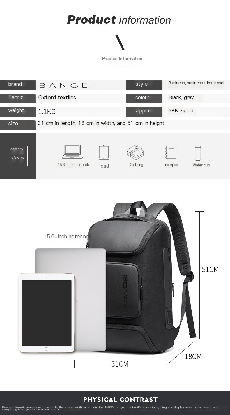 Business Waterproof Backpack - Black