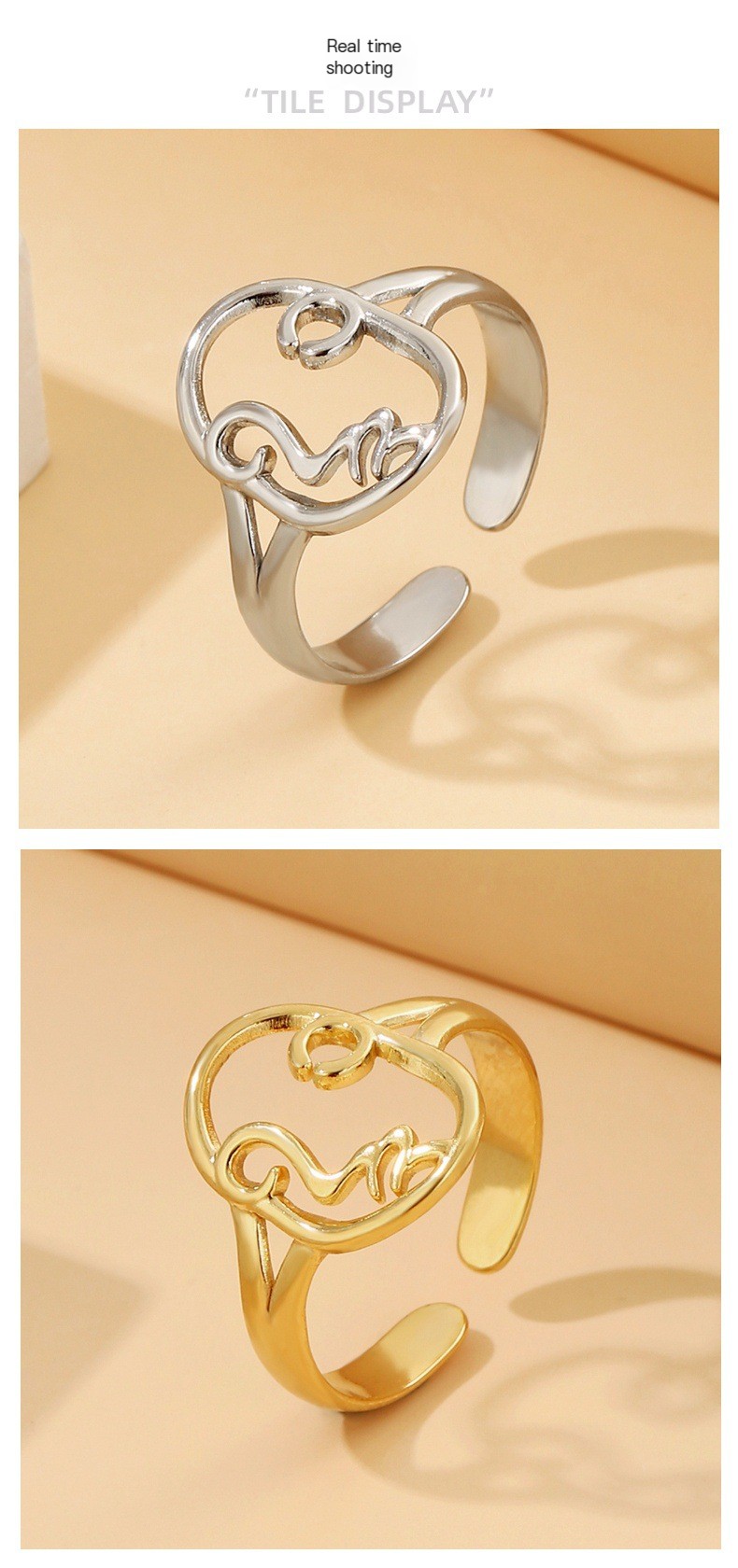 Hollow Face Ring Gold