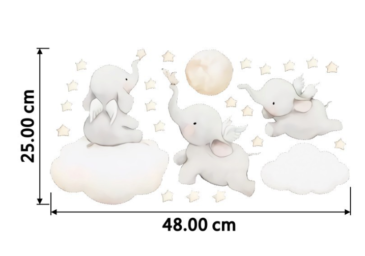 Elephant Stickers with Clouds and Stars