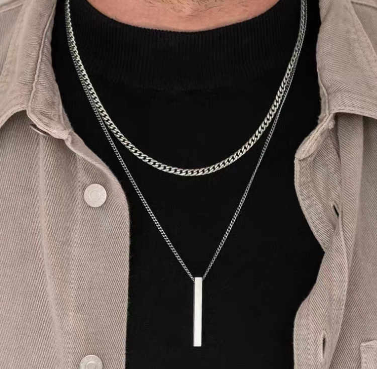 Men's Geometric Pendant Necklace Image 1