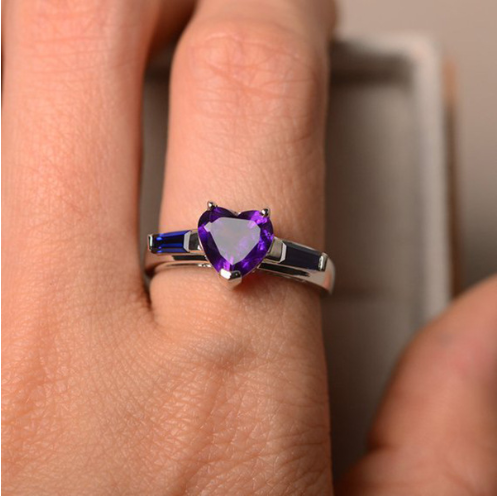 Heart-Shaped Purple Diamond Ring Image 1