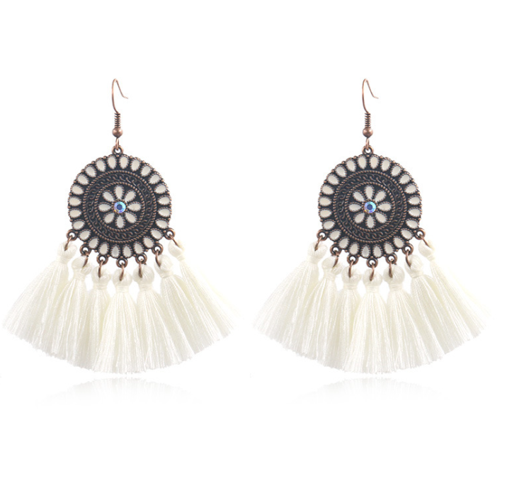 Sunflower Tassel Earrings - Yellow