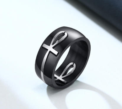 Stainless Steel Black Gold Men's Ring Image 2
