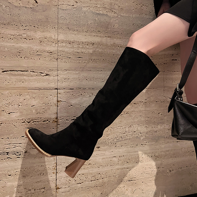 Black Over-the-Knee Flat Boots