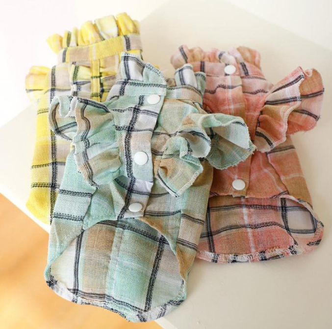 Yellow Checkered Shirt with Wood Ears