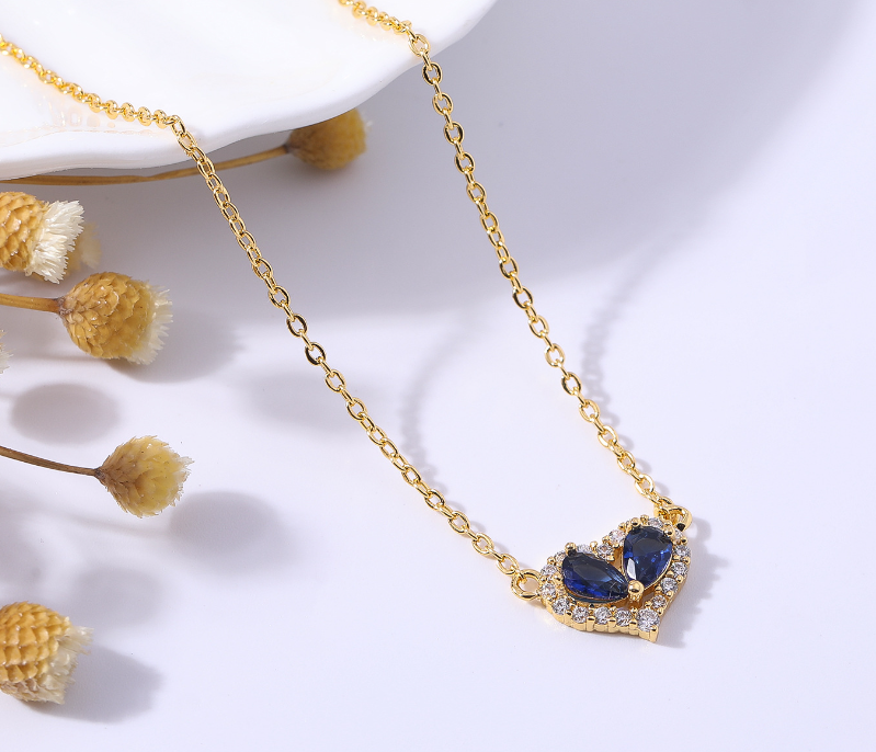 Heart-Shaped Topaz Pendant Necklace Display