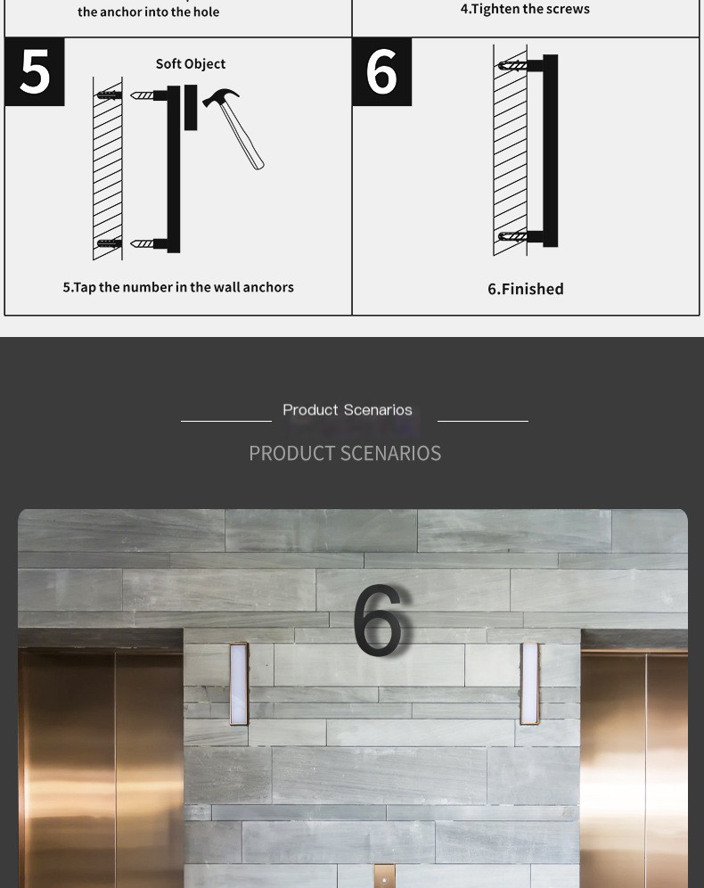 Cross-border foreign trade 8 inch acrylic semi-perforated large floating number modern residential street floor number