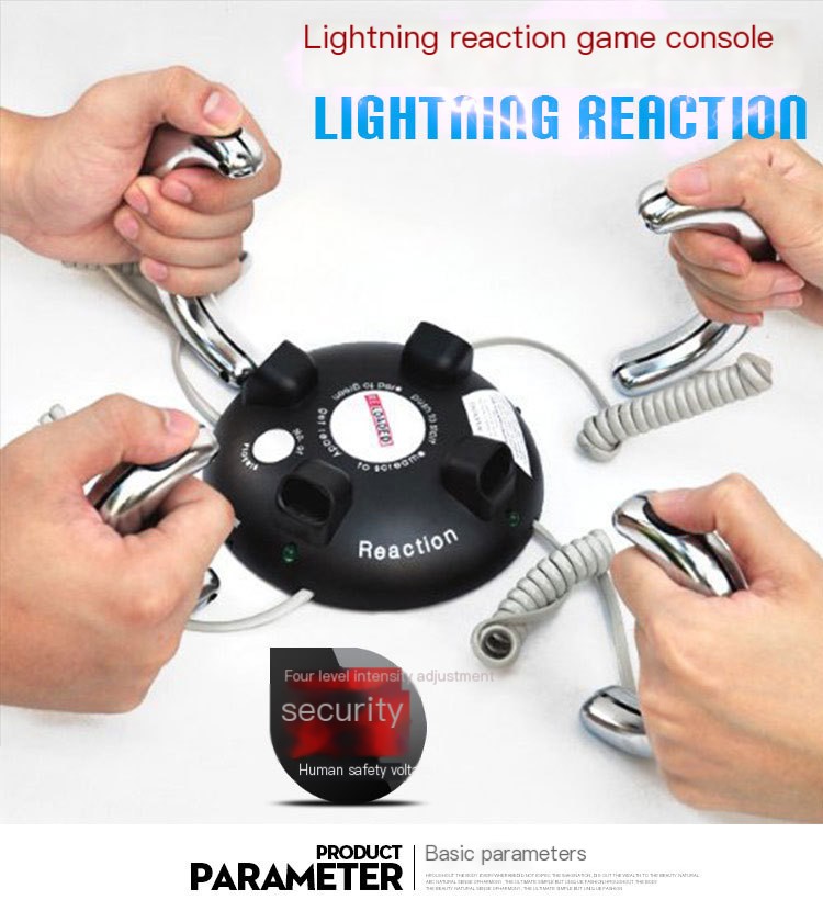 Multi party tabletop game lightning, lightning reaction four person electric hand game console toy, lie detector