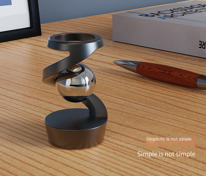 Desktop Rotating Gyro Finger Fidget Spinner Toy All Aluminum Alloy Spinning Gyro Silver Metallic Accents for Adult Gift