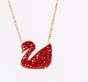 Rose Gold Black Swan Necklace Image 3