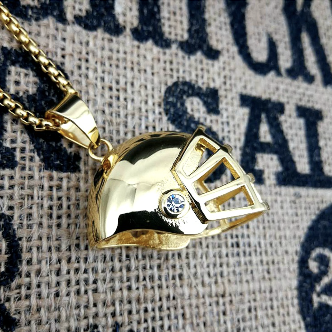 Gold Plated Football Hat Pendant