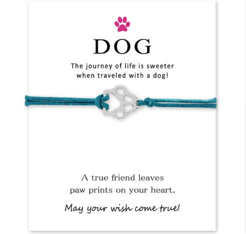 Card Bracelet with Pentagram and Paw Print