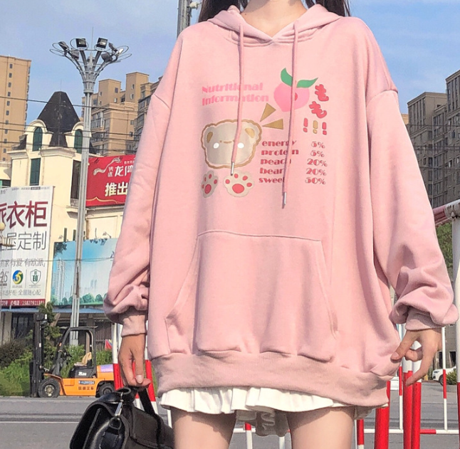 College Style Hooded Sweater - Pink
