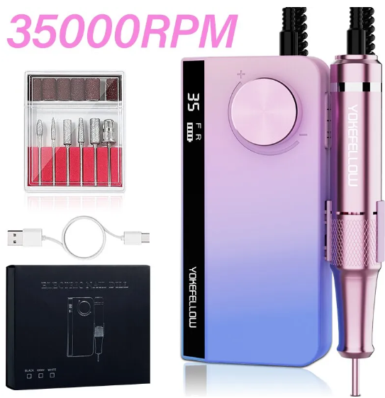 Professional 35000RPM Electric Nail Drill Manicure Machine | Nail File and Sander for Acrylic and Gel Nails | Pause Mode Included image