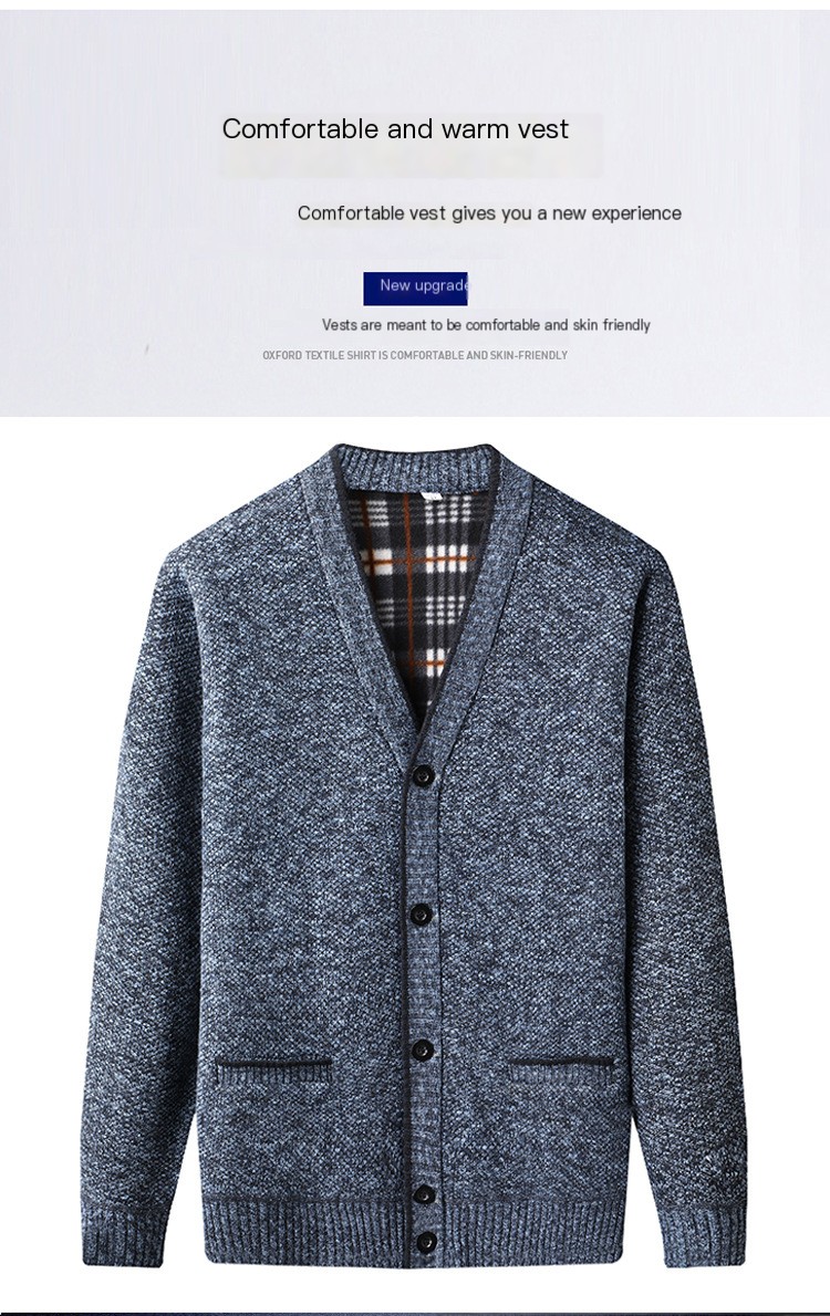 Men's Plush Knit Button Cardigan Sweater