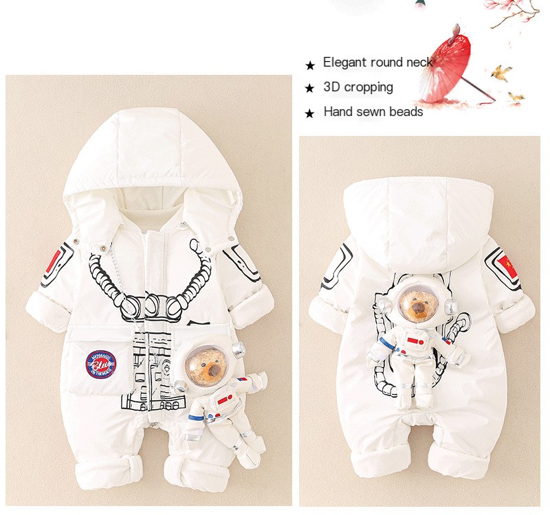 Internet Celebrity Baby Siaman Clothes Down Jacket Baby Thickened Bear Climbing Clothes Newborn Winter Clothes Going Out Hooded Clothes