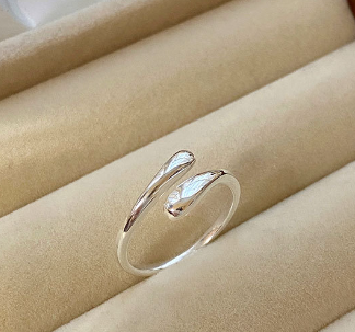 S925 Sterling Silver Drop-shaped Open Ring