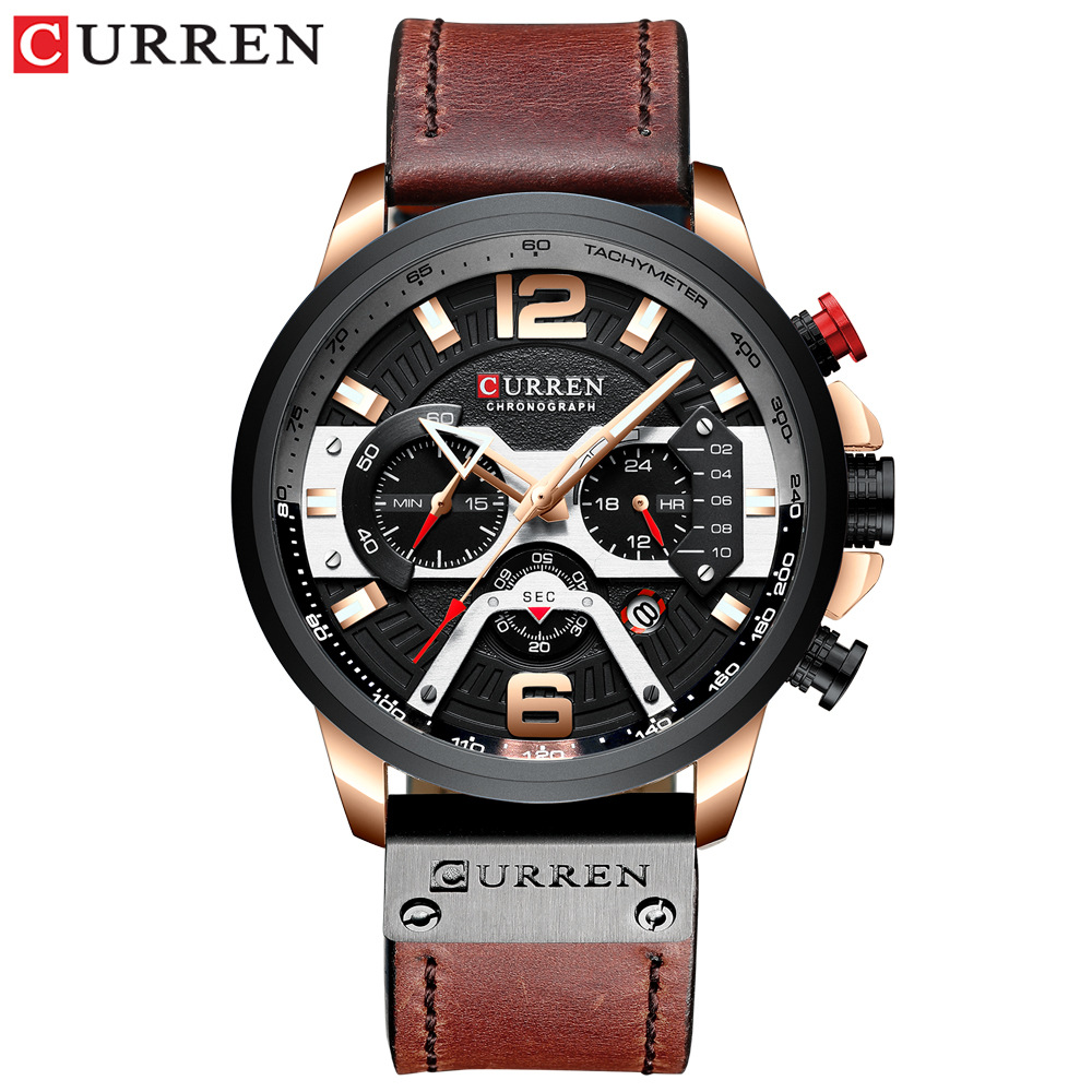 Lige Men's Quartz Watch - Rose Shell Black