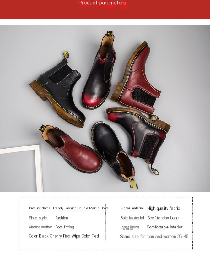 Autumn Style Thick-Heeled British Style Cowhide Martin Boots